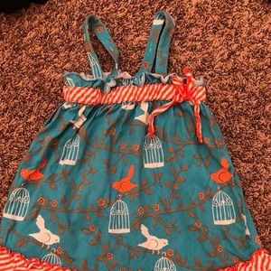 Sz. 2 Turquoise/Orange Bird Dress